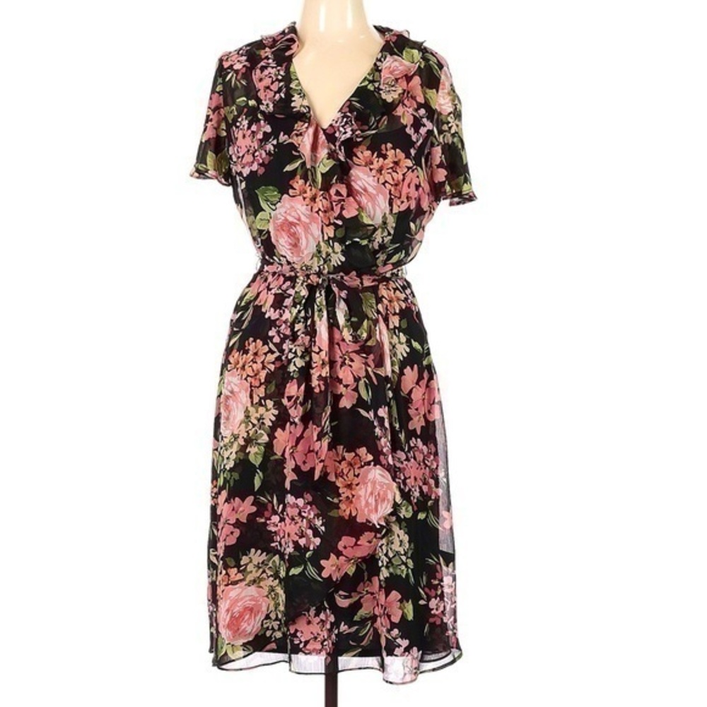 MSK Tie Waist Floral Dress